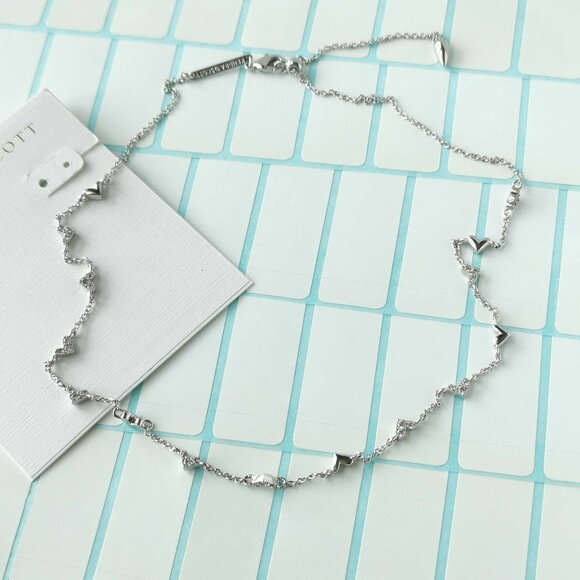 Kendra Scott Haven Heart White Crystal Silver Strand Necklace with dust bag - Picture 3 of 3